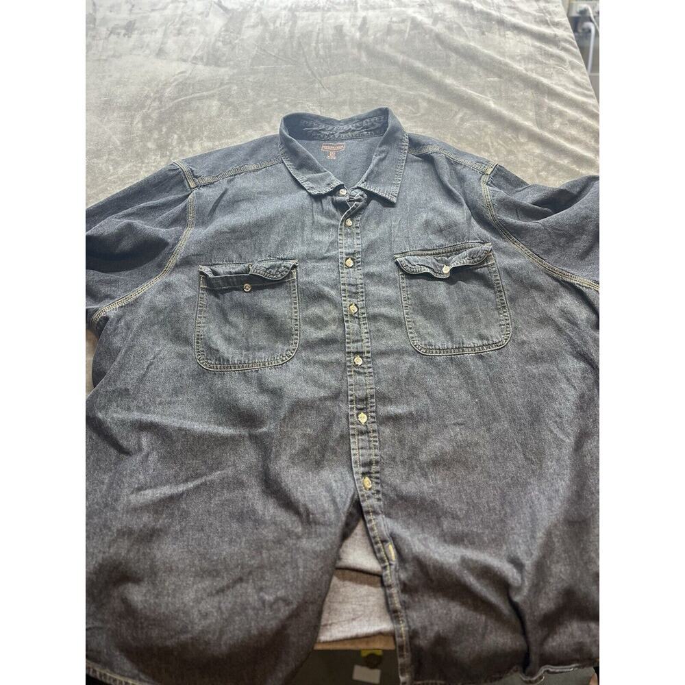 Boulder Creek Trading Company Mens Denim Shirt 5XL BIG Black‎ Short Sleeve
